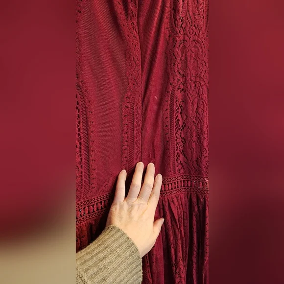 Dokotoo Women's Red V Neck Lace Dress Long Party Wedding Dresses Short Sleeve xl - Picture 8 of 9